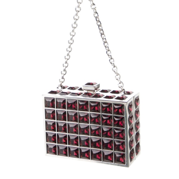 JUDITH LEIBER Jeweled Box Mini Bag Red Crystals - Picture 3 of 4